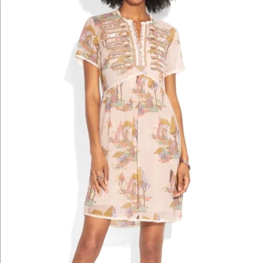 Coach 1941 Cottage Print with Lace Trims Mini Dress